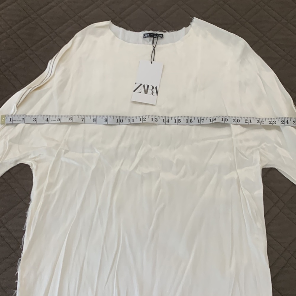 Zara NWT Satin Effect Topstitched Top - Picture 9 of 17